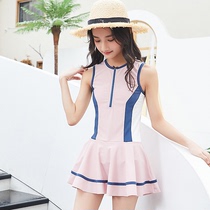 Fashion student girl sunscreen youth hot spring swimwear one-piece dress childrens swimsuit girl