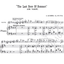 G Kummer Summer Last Rose Variations Flute Score Piano Accompaniment Score(with solo score)