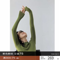 Rui time pure wool temperament skin-friendly half high collar Middle sleeve base shirt womens long sleeve knitwear autumn Q