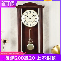 Japan Seiko wall clock European-style living room luxury atmospheric music timekeeping retro solid wood wall clock QXH072B