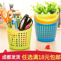 South Korea Creative Desk Face Storage Box Pen Holder Cartoon Mini Trash Can desktop containing basket