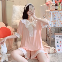 Sleepwear Woman Summer Thin short sleeves shorts lace Necklace Palace Windy Princess 2022 New Modeir Home Conserved