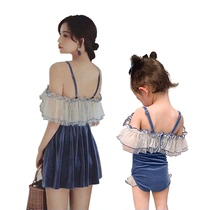 Parent-child swimsuit female mother and daughter new childrens one-piece swimsuit girl princess swimsuit lace child swimsuit holiday