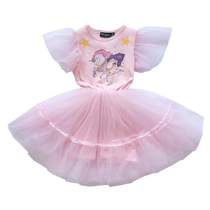 Dads rock your baby spring and summer new girl princess short sleeve yarn dress 79