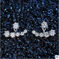 925 pure silver dual-use zircons with zircon after full drilling hanging earrings ultra-shiny Korean version of Korean ornament anti-allergy ear decoration
