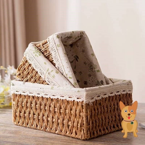 Bamboo basket storage rack sundries storage basket woven storage frame simple large kitchen storage box storage box Desktop Zero