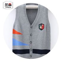 Lan Ben Boy knitted vest vest Korean version 2020 spring and autumn thin section tide childrens sweater waistband Large childrens jacket
