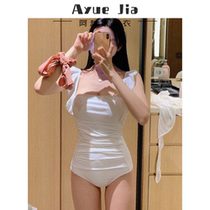 One-piece swimsuit female summer sexy covered belly thin 2021 new conservative small chest fairy air hot spring Seaside swimsuit