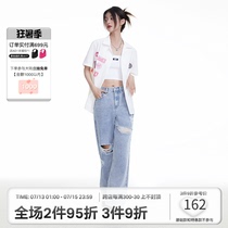 ANDYET AD1 21SS original embroidery badge locomotive wind short sleeve shirt hip hop loose lining male and female