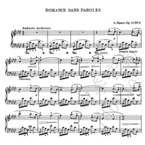 Faure Romance sans paroles Op 17 No 3 for solo piano