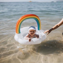 Baby Seat Circle Child Swim Circle Rainbow Styling Swimming Ring Ins Nets Red Baby Inflatable Trick Water Circle Kid to take a ride