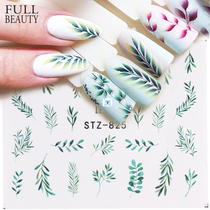 1pcs Water Nail Decal and Sticker Flower Leaf Tree Green