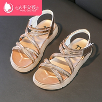 Girls sandals summer childrens princess shoes 2021 new Korean version of the primary school soft-soled childrens shoes little girl shoes