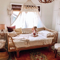 ins rattan furniture New Chinese childrens simple sofa bed small apartment living room multi-purpose double homestay