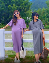 Pregnancy Maternity Dress Summer Fashion Han Edition Loose big code Thin Ice Cool Pure Cotton Little Fresh and Dress Spicy