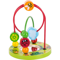 Wooden beaded toy baby early education puzzle building block 0 6 to 8 1 9 2 3 years old fine movement training