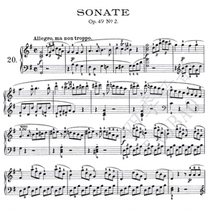 Beethoven G major-Twentieth Piano Sonata Op 49 No 2 piano solo score
