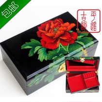 Boutique Pingyao push light lacquer jewelry box Wooden retro makeup dressing box Princess European-style wooden with lock