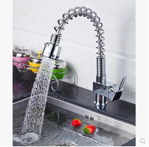Spring pull-out kitchen tap kitchen tap full copper hot and cold water tank washbasin tap shower nozzle double water