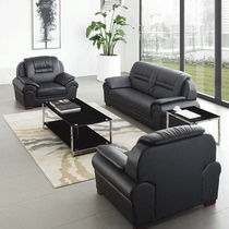 Office sofa tea table combination single double trio bits modern minimalist genuine leather business Reception headlayer cow leather