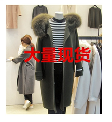 秋冬新款韩版女装宽松加厚连,羊毛,大衣,外套,白色