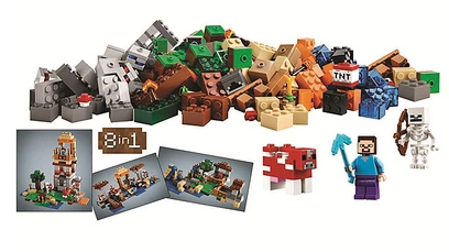 展示与对比:兼容乐高博乐我的crafting手工盒八合一拼装积木玩具世界1