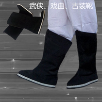 16 years new costume Yamen high tube men and women black and white costume shoes martial arts boots opera performance shoes