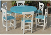 Solid wood dining table Chair Dining table Round table Dining table Round table Mediterranean style