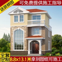 Three-story villa design rural self-built house construction drawing complete terrace drawing professional design building structure scheme
