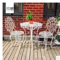 Pastoral wrought iron plum balcony table and chair set dining table and chair three-piece courtyard outdoor casual coffee table and chair coffee table