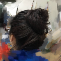 Tuo Tuo head real hair Half meatball head micro volume fluffy natural small hair bag hair ring Bud head Daogu head wig