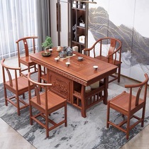 Solid wood tea table chair combination tea set integrated small tea table util tea Several home new Chinese elm wood tea table