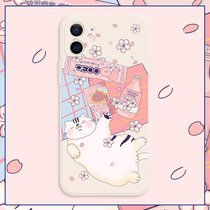 Original 12pro mobile phone case max Cherry Blossom iphone11 Apple 7 8 transparent plus liquid silicone xs All-inclusive x transparent p anti-drop xr pink 7p 8p female xs
