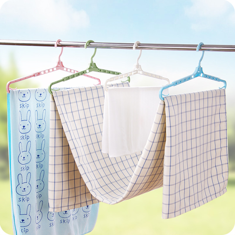 加长可伸缩浴巾被单晾晒架 无痕塑料衣架干湿两用晾衣架挂衣服架