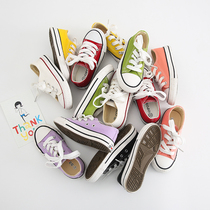 2021 autumn new small boys and girls children baby fashion Korean version of low-top canvas sports board shoes white shoes