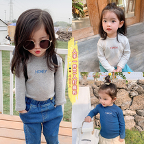 Yangmei childrens clothing 2021 autumn new girls bottoming shirt baby outer wear T-shirt childrens top printing