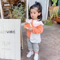 Girls net red suit Western style leisure sports childrens baby 2021 autumn new fashionable Korean version of the tide of autumn