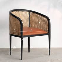 Modern Chinese Solid Wood Rattan Chairs Cafeterie sales offices Guest Armchair Designer Reception Talks Chair