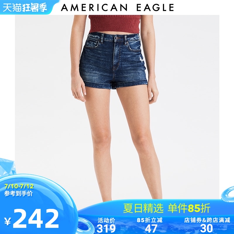 AEO牛仔短裤女高腰显瘦夏装薄款 美国鹰American Eagle 0338_6220