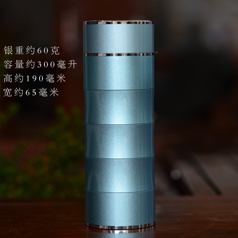 銀盃子999純銀水杯雪花銀內膽保溫杯食用級銀足銀男女竹節禮品杯