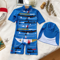  South Korea INS childrens swimsuit boy one-piece handsome cute baby baby sunscreen swimsuit quick-drying small and medium children