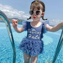  2021 summer Korean childrens lace princess swimsuit Baby Western style girl triangle one-piece little girl swimsuit