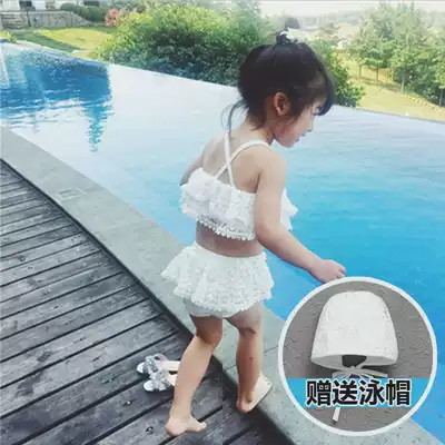 Korean version of the new children's swimsuit exquisite princess lace girls middle and small children's two-piece cake skirt baby swimsuit gauze skirt