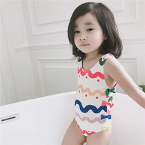 2019 ins explosion girl baby rainbow wave pattern color one-piece childrens swimsuit cute swimsuit