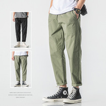 WOODSOON casual pants men Korean straight 2021 spring and summer new dress cotton solid color simple sports pants men