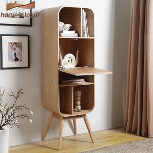 北欧简易实木小书柜现代简约置物柜客厅矮柜带门书架小户型格子柜
