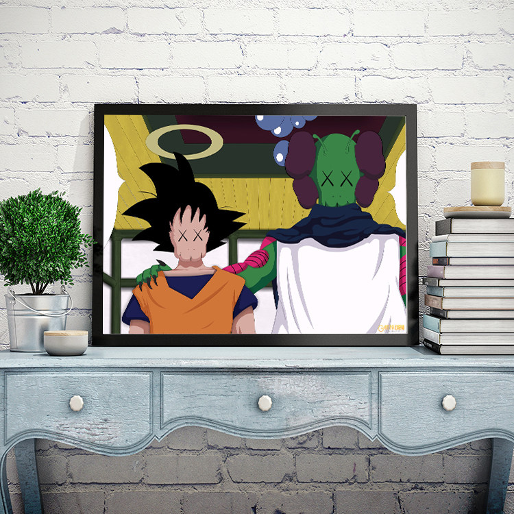 kaws七龙珠潮流创意个性卡通波普客厅潮牌装饰画有框壁画遮电表箱_7折