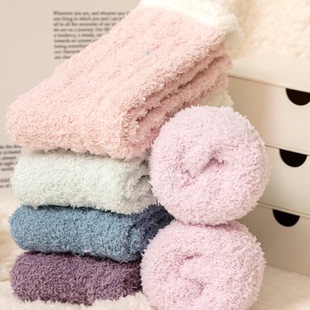 厚袜子女士珊瑚绒冬季中筒袜加厚居家保暖地板袜月子袜子产后秋冬