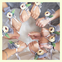 Wrist flower bridesmaid sister group hand flower bride friend bracelet Korean high-end wedding performance party dress accessories