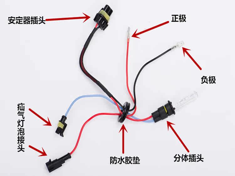 55w汽车一体化氙气h4灯远光灯近光灯疝气灯泡摩托车35w前改装大灯